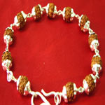 lucky charm Rudraksh silver capped bracelet